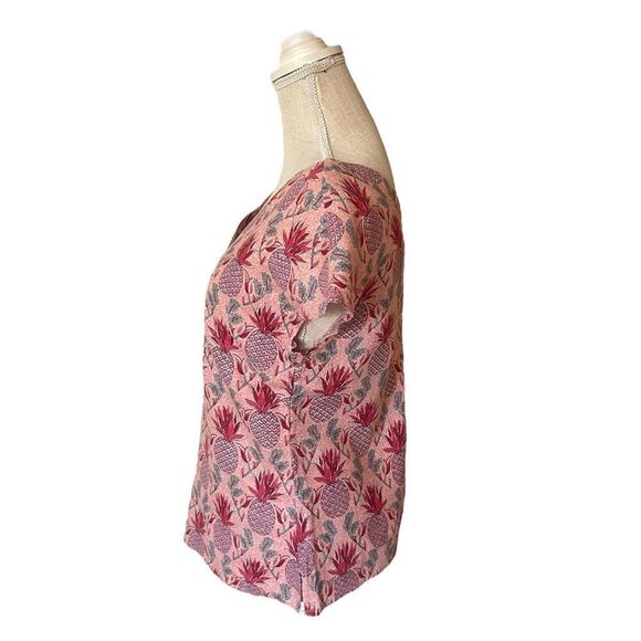 Boden Alexandra Ivory Palm Stamp Linen Top in Pink & Magenta - Picture 10 of 15